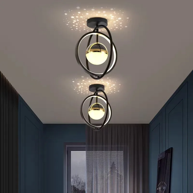 

Modern promenade mall with ceiling LED medium, gold finish, high color rendering index, eye protection