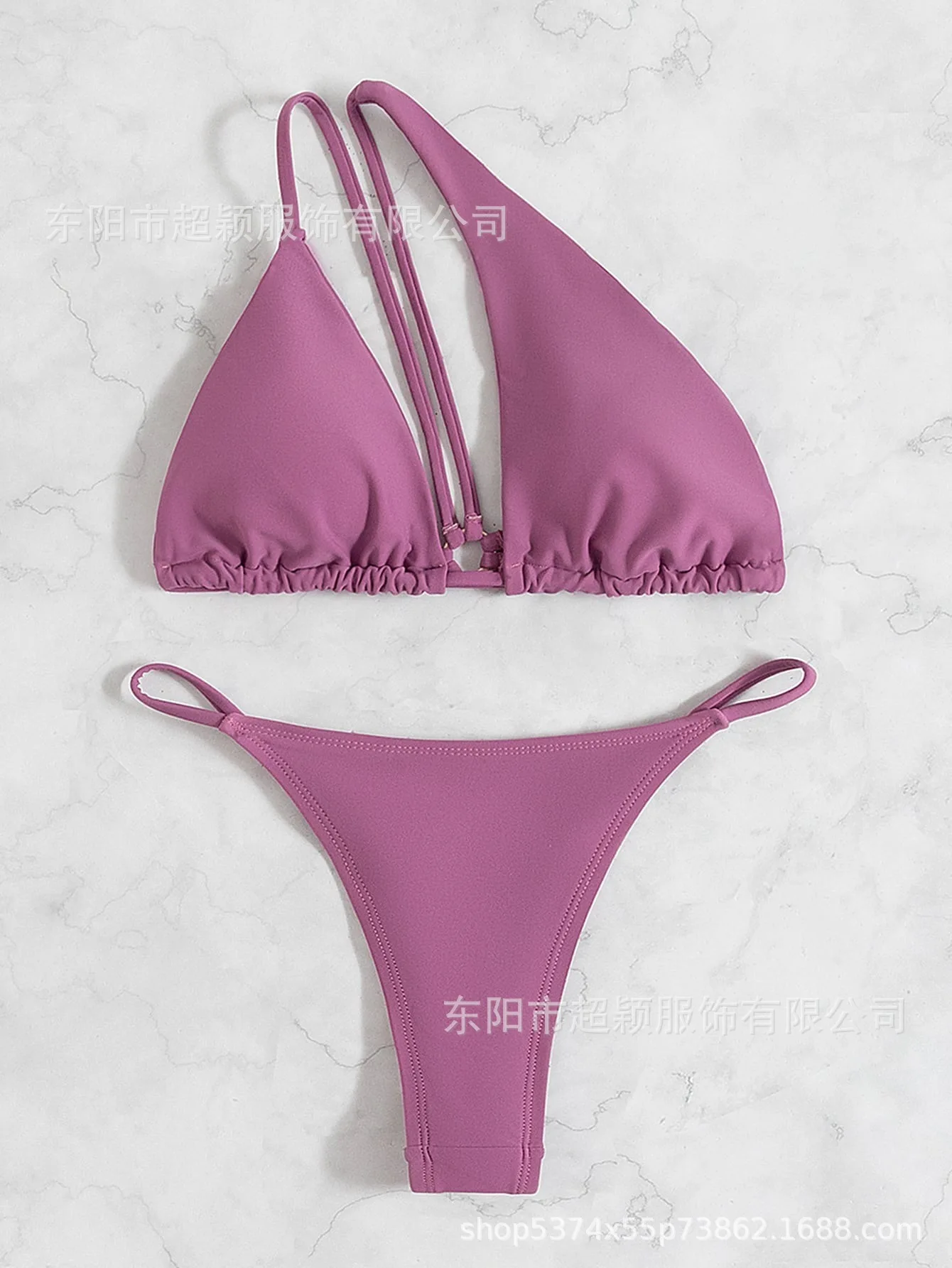 Купальник-бикини, стринги с цветными камнями, демонстрирующие украшения на спине, купальник с разрезом наклонное плечо Fisk2025 nowość