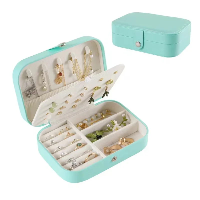 Jewelry Earring Ring Necklace Storage Box Holder Organizer Jewelry Display Portable Travel Jewelry Zipper Case Storage Boxes