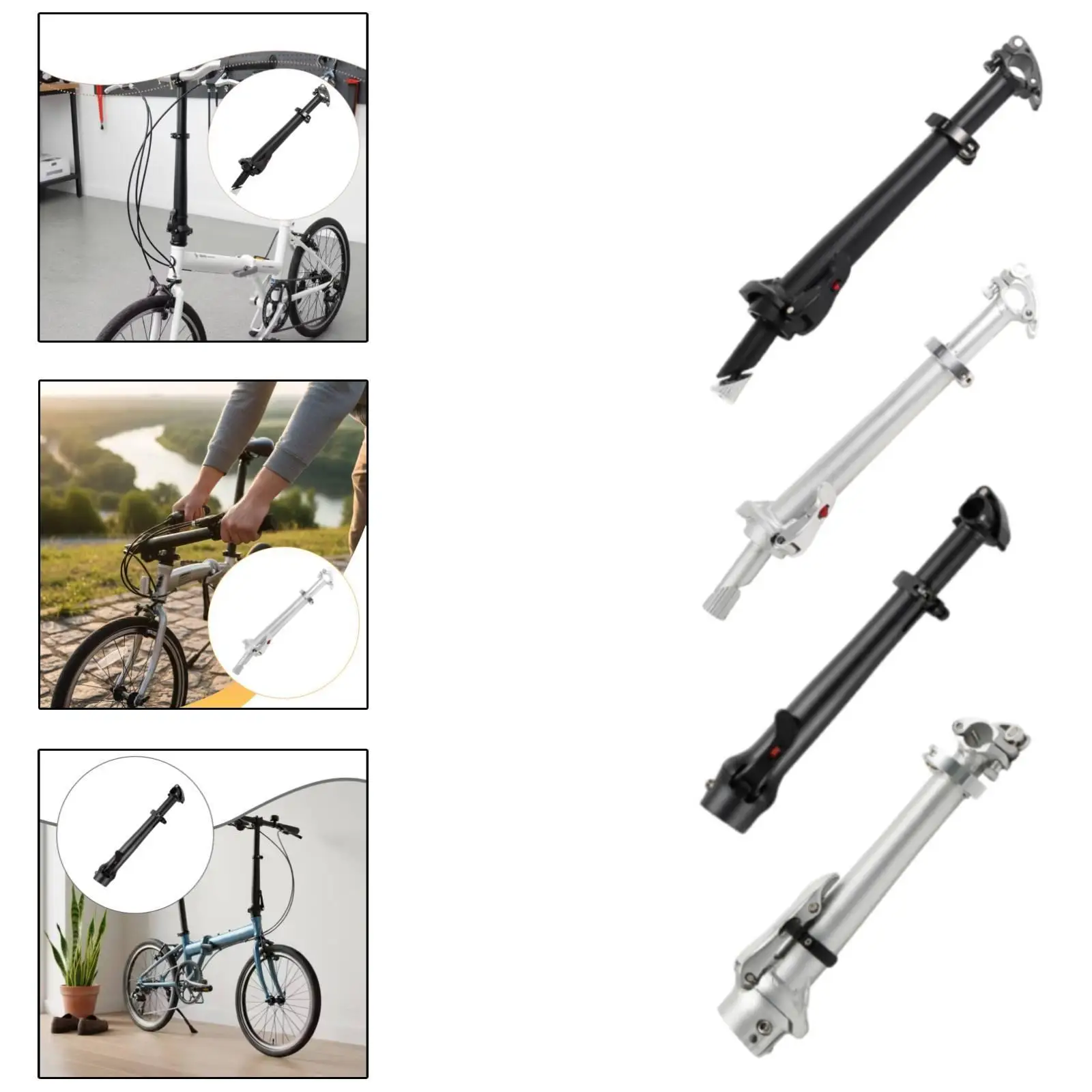 Left Fold Bike Stem for Foldable Bicycle Aluminum Alloy Sturdy Accessory Improves Riding Posture Impact Resistant Replacement