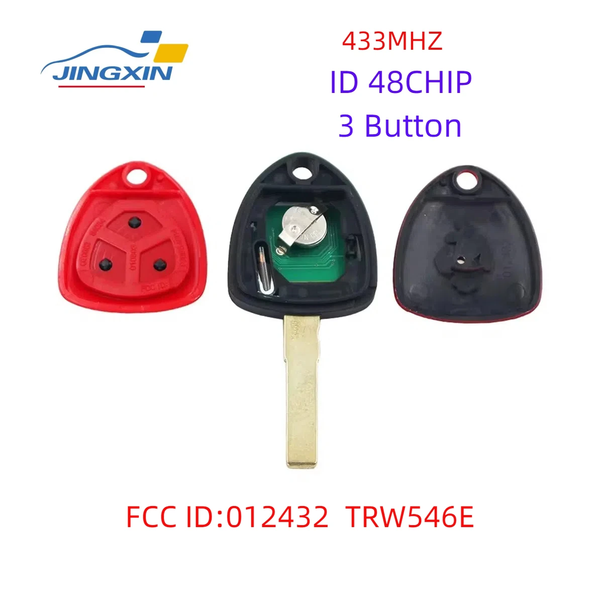 

Jingxin 3Buttons 433MHz 48 Chip for Ferrari car key 458 488 599 612 FF Auto Remote Control Key FCC ID:012432 TRWS46E