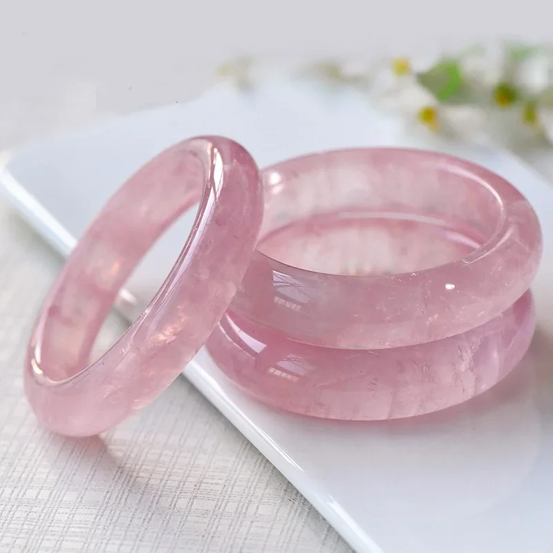 Natural Madagascar white crystal ladies bracelet pink crystal woman bracelet ice seed jelly pink jade jewelry