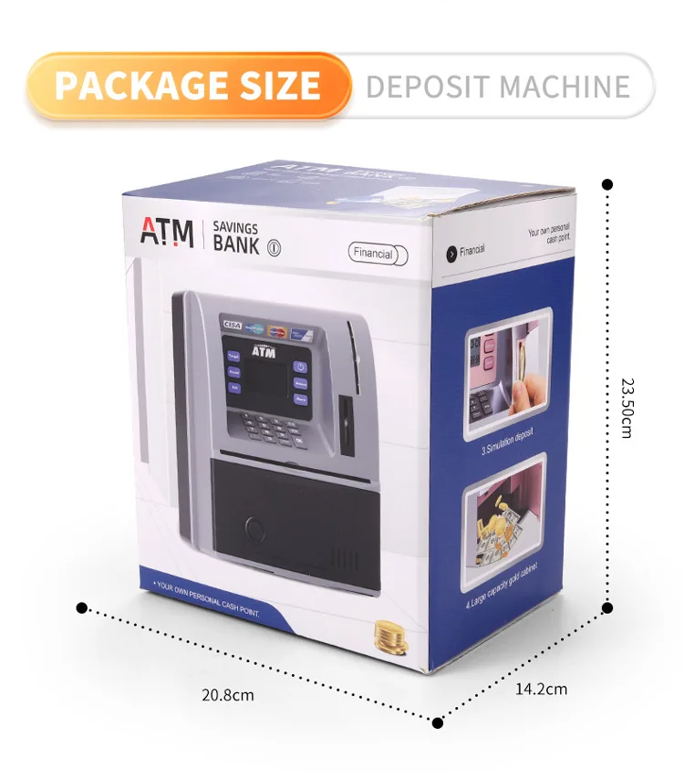 어린이 스마트 저금통 시뮬레이션 ATM 저축 및 출금 기계, 영어 음성