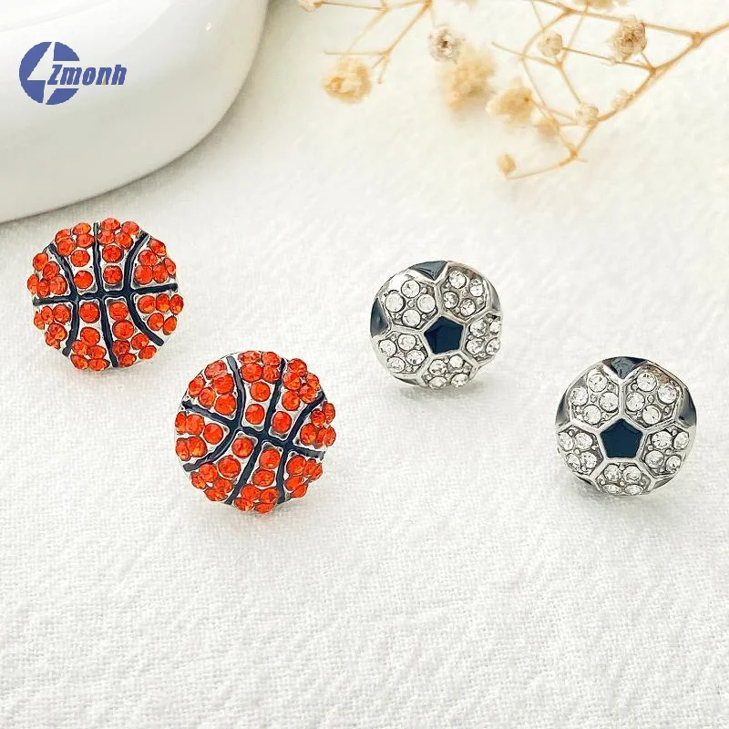 New！2Pcs New Fashion Crystal Baseball Stud Earrings For Women Rhinestone Football Volleyball Basketball Softball Sports Earrings