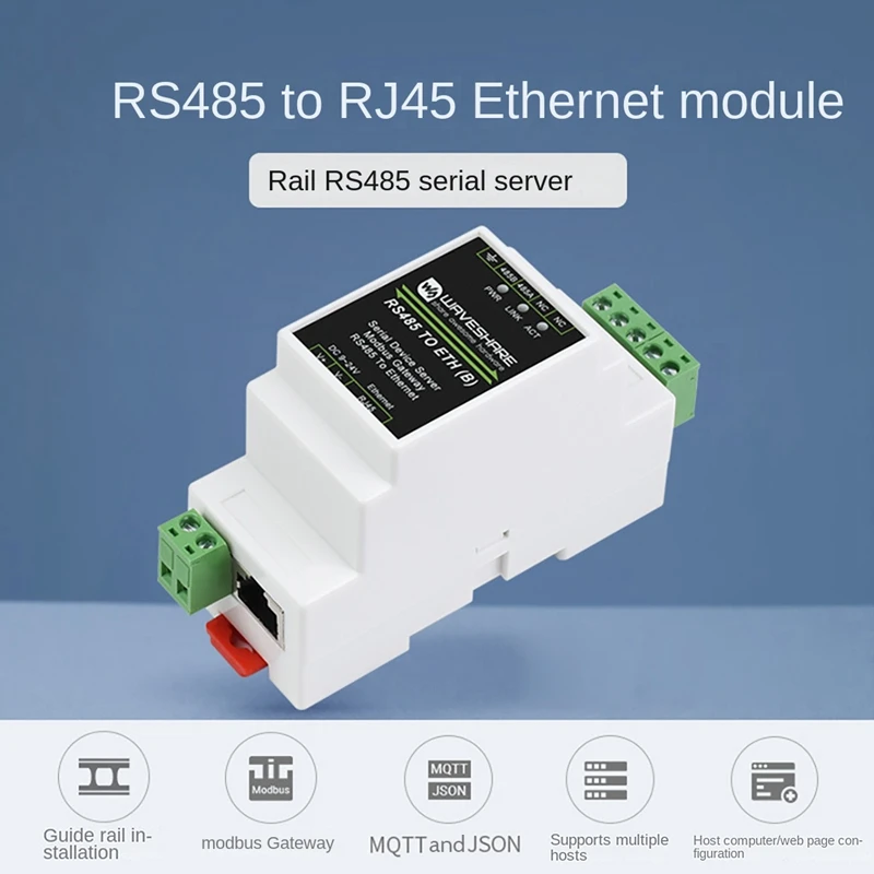 Imagem -04 - Waveshare-servidor de Porta Serial Rs485 para Rj45 Ethernet Tcp ip para Serial Port Module Servidor de Porta Serial tipo Ferroviário