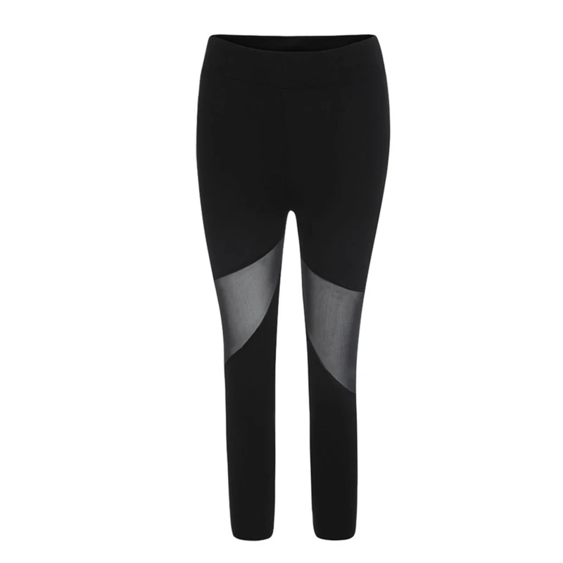 PerconsiderMesh-Leggings de fitness en patchwork pour femme, pantalon capri élastique noir, jegging de yoga