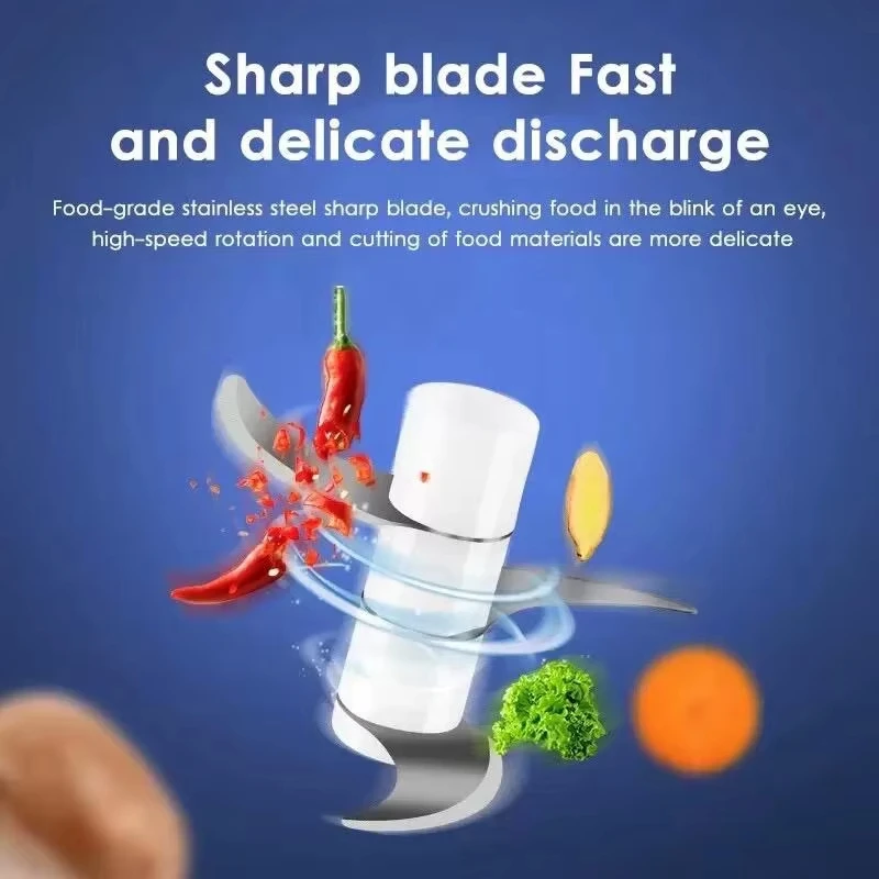 250mL Mini Electric Garlic Chopper, Vegetable Chili Meat Ginger Masher, Durable USB Charging Blender, Home Kitchen