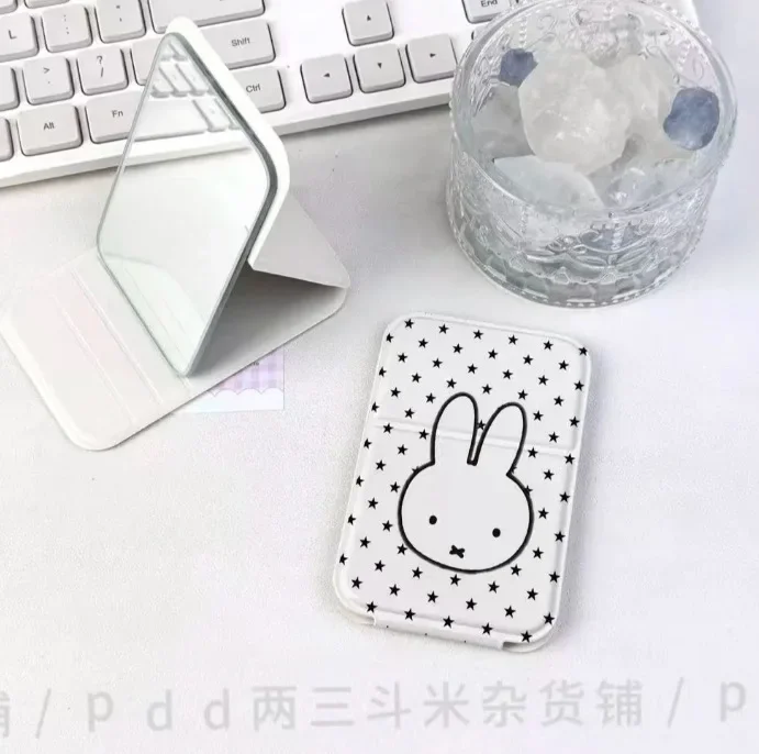 Star Miffy Rabbit Folding Makeup Mirror Portable Storage Desktop Vanity Mirror for Students Dorm Travel Tabletop Cosmetic Mirror