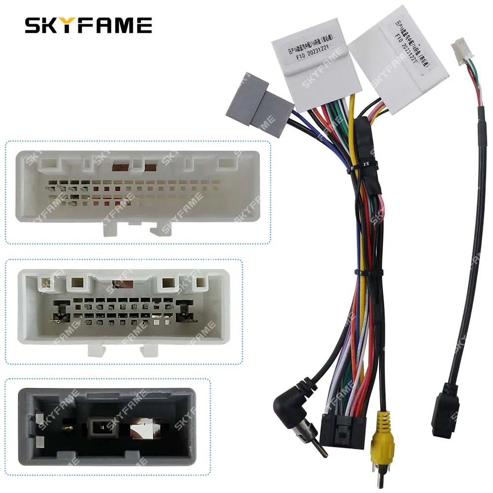 SKYFAME Car 16pin Wiring Harness Adapter Decoder Android Radio Power Cable For Nissan Bluebird Lannia