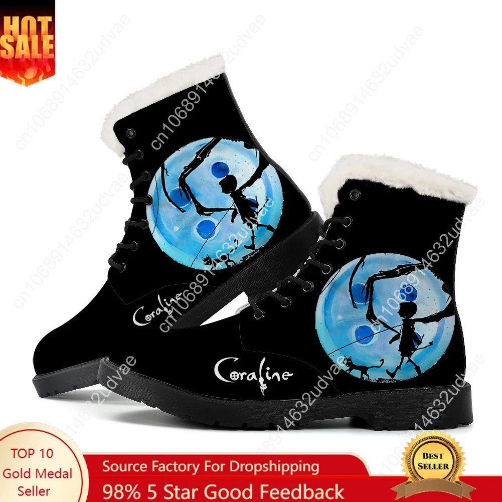 

Coraline The Secret Door Plush Boots Mens Womens Teenager Shoes Casual Boot Light High Quality Print on Demand Customize Shoe