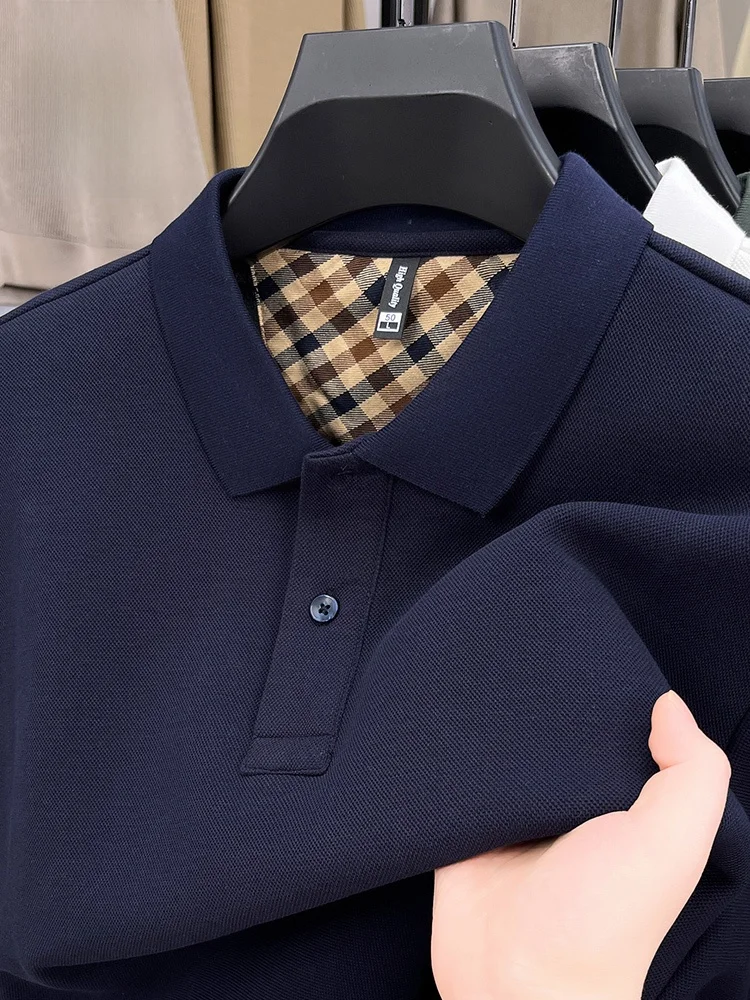 

Lormen 00% Pure Cotton Men's Fce Lined Thi Long Sve T-irt Autumn Winter Color Casual Collar Warm irt