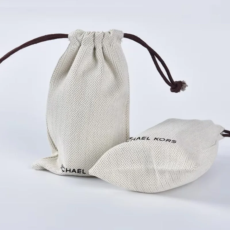 

Herringbone Cotton Drawstring Handbag Essential Perfume Handicrafts Storage Packaging Dust Sack Jewelry Pouch
