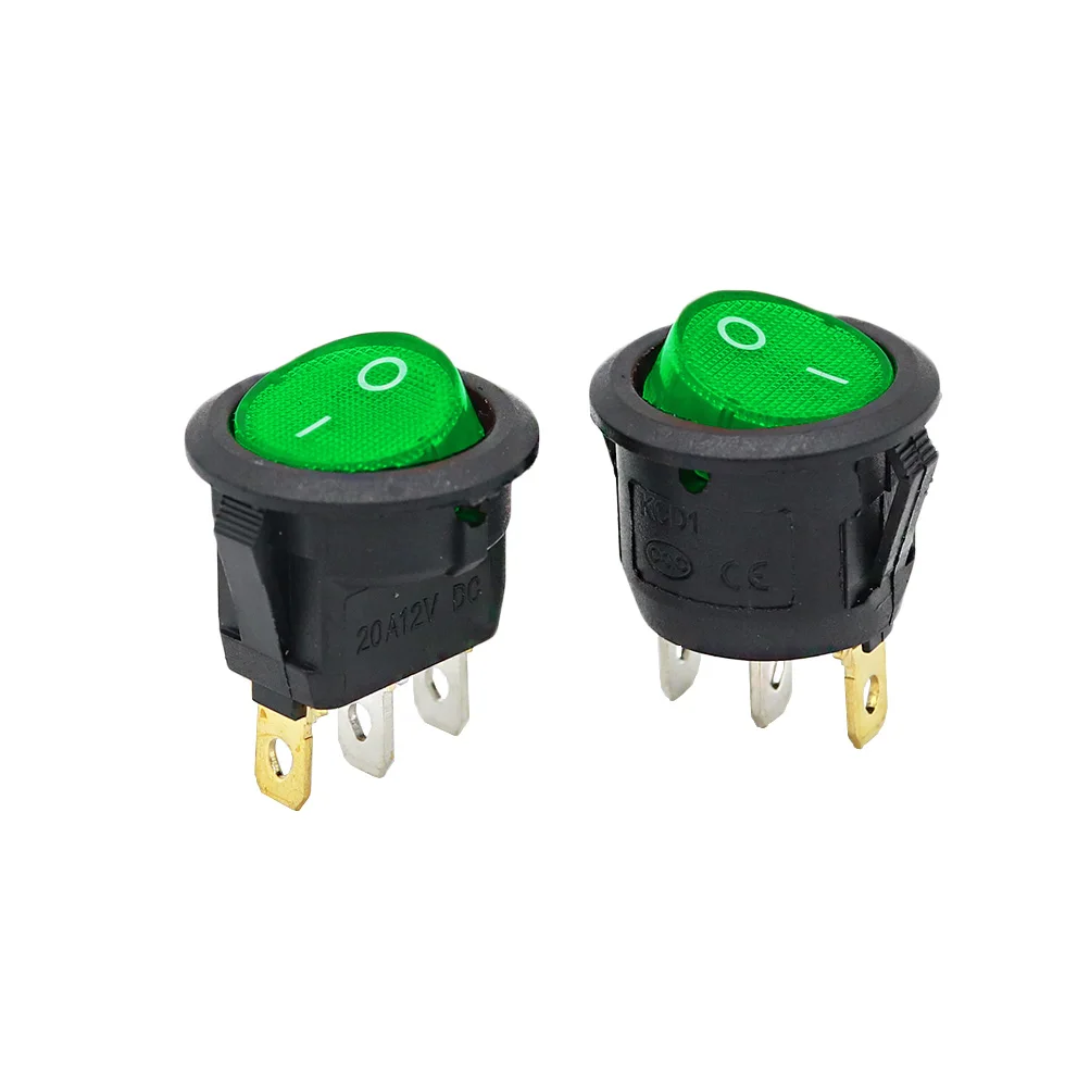4Pcs 3Pin AUF/OFF Auto 220V/12V Round Rocker Dot Boot LED Licht Kippschalter SPST Licht Schalter YUAN