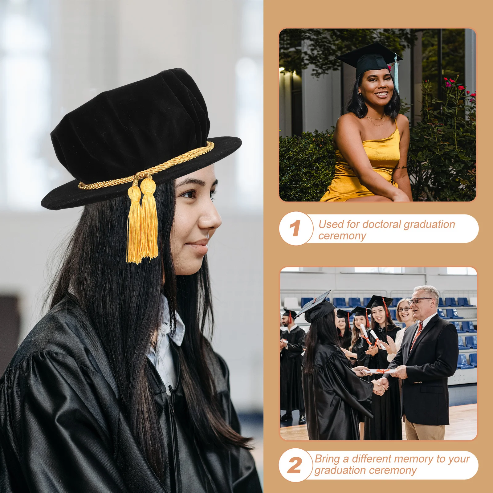 

Doctoral Cap Hat Comfortable Doctoral Tam Exquisite Graduation Ceremony Prop Adult Doctor Graduation Hat Simple Design For