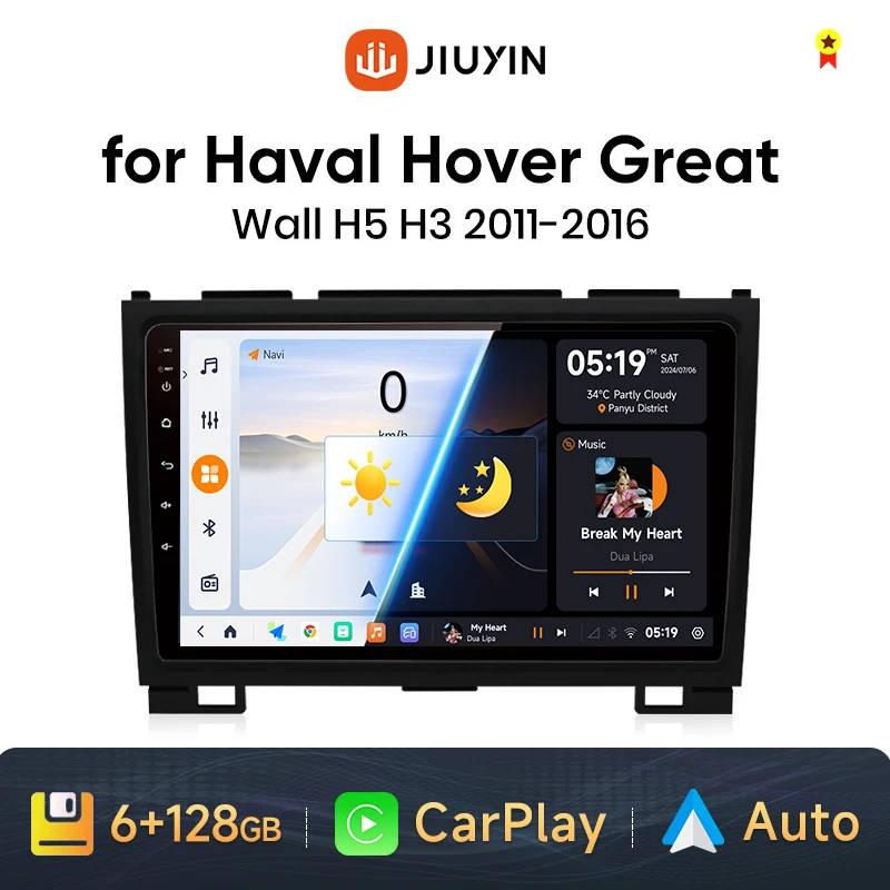 

JIUYIN MG18 AI Voice Wireless CarPlay Android Auto Radio for Haval Hover Great Wall H5 H3 2011-2016 4G Car Multimedia GPS 2din