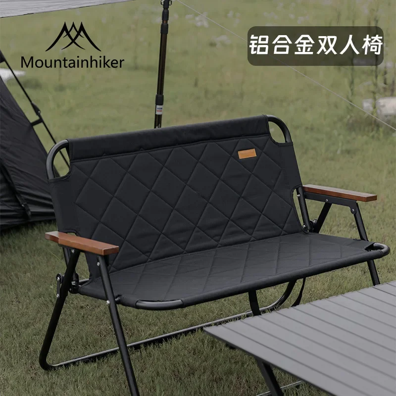 Outdoor portable double chair for two people Large camping folding storage