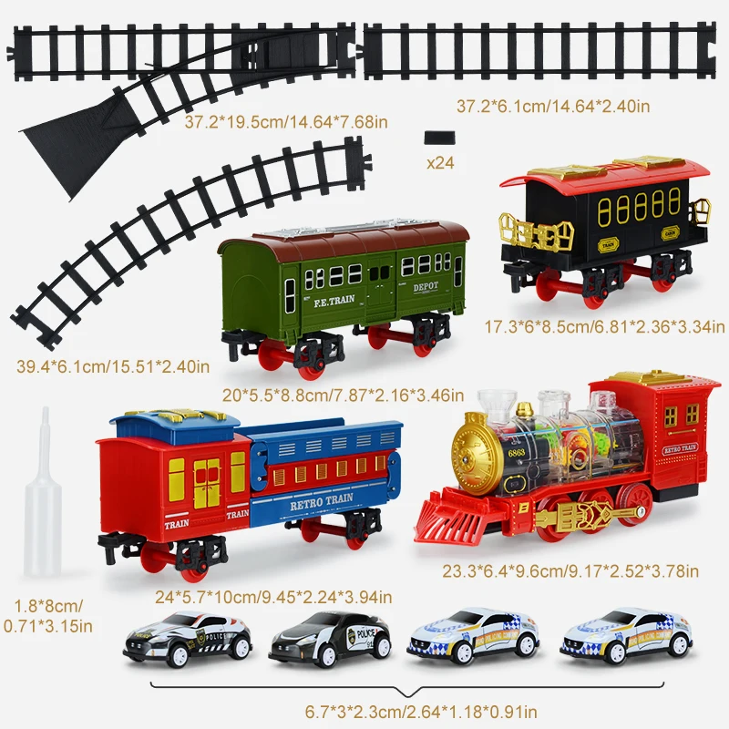 Steam train，Train Set-Electric Train Sets Toddlers Classical Train Toys,Battery-Powered Locomotive Engine with Sound and Lights