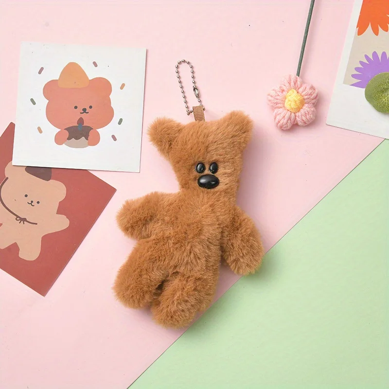 3 Pcs Cartoon Bear Cute Plush Doll Pendant Bag Accessories Key Ring Key Chain