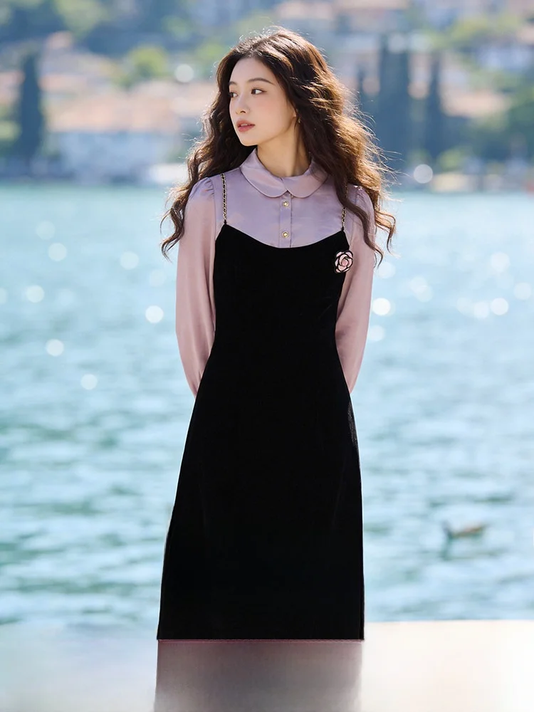 

Spring 2026 New Sle Doll Collar Design Sensation plus Size Beautiful Dr Women's Commute Sle Polyester Fiber Long Sve
