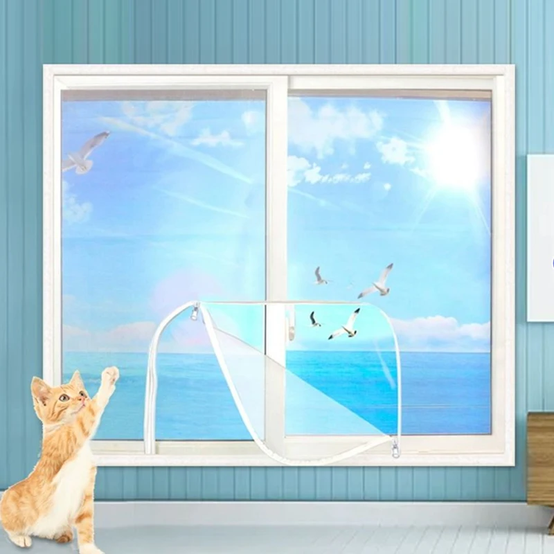 

White，U-shaped zipper screen window，Self-adhesive and reusable mosquito nets for windows, anti-mosquito window screens, tulle