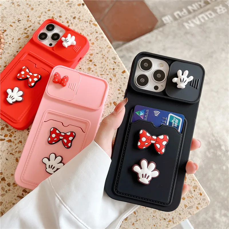 3D Fashion Cartoons Camera Lens Protection Phone Case for iphone 16 15 14 13 12 11 Pro Max 7 8 Plus X XS XR SE soft wallet Cover