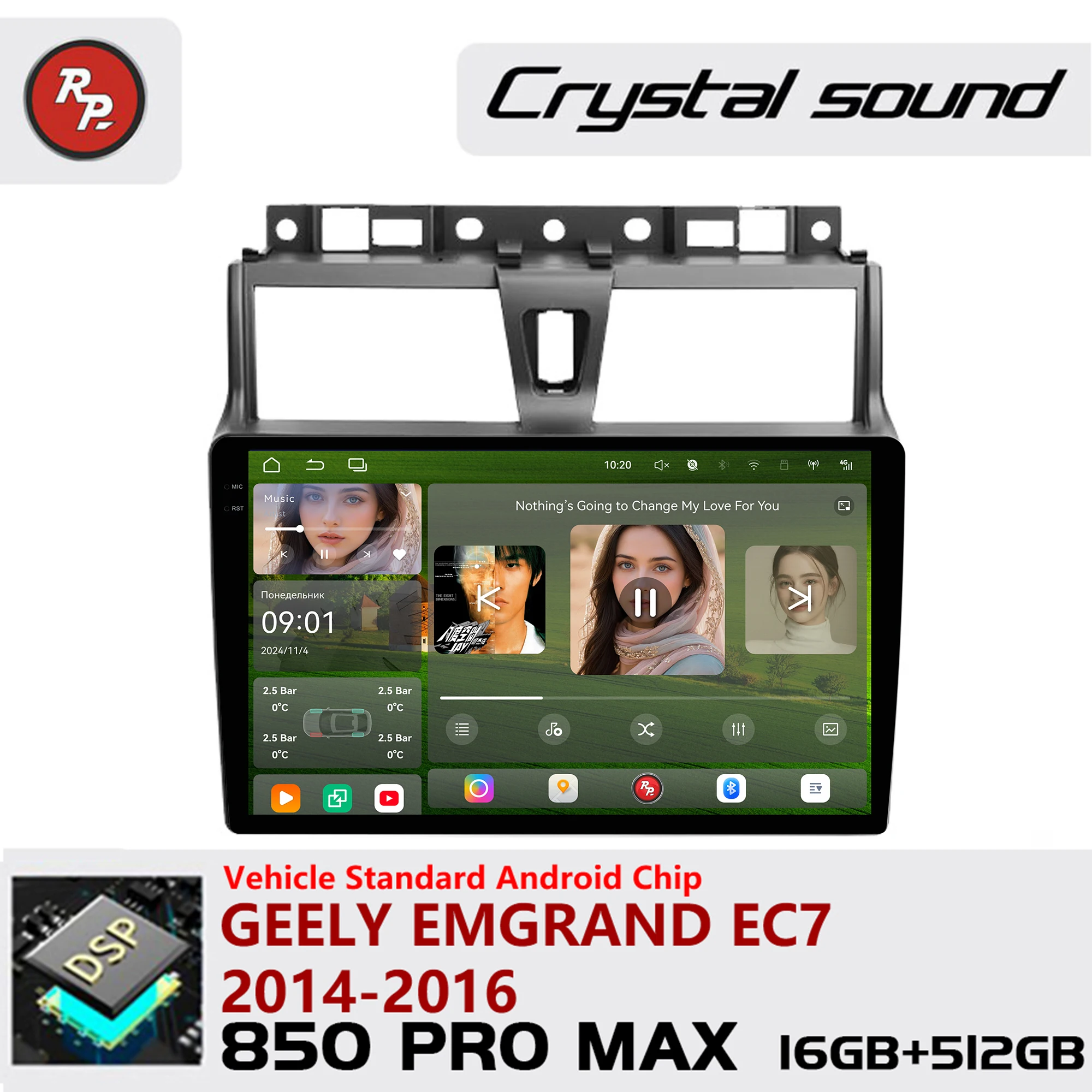 Redpower Crystal Sound 850 Pro Max  Android Car Radio Player Screen for GEELY EMGRAND EC7 2014-2016 CarPlay Bluetooth Hi-Fi