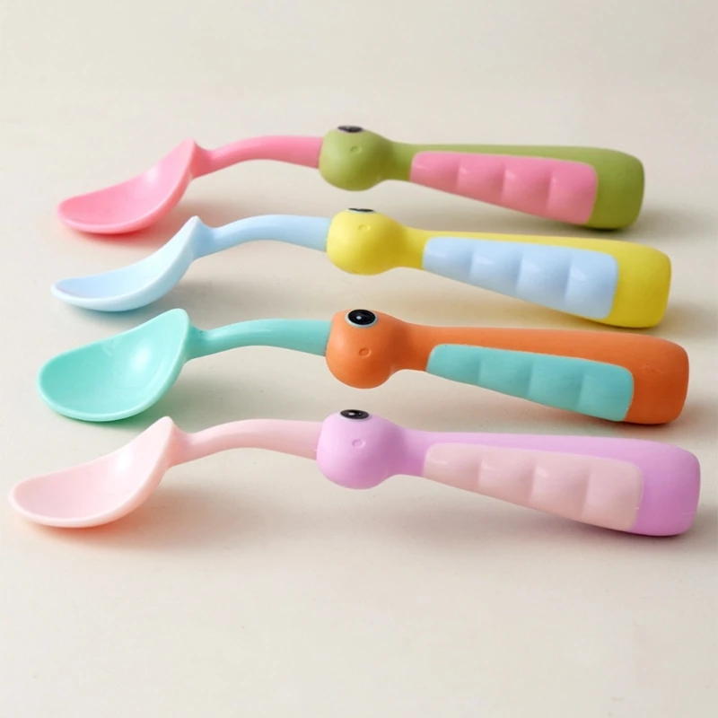 Baby Training Spoon with Wide Dinosaur Handle, Lightweight Polypropylene Design for Purees and Independent Feeding Practice 15UB