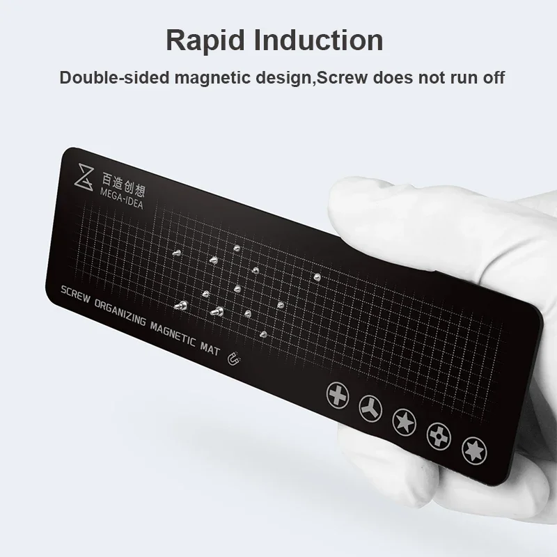 QIANLI MEGA-IDEA-Organizador Duplo Parafuso Lateral, esteira magnética para o telefone móvel, Peças de Reparo de Alta Precisão, Armazenamento Pad Mat