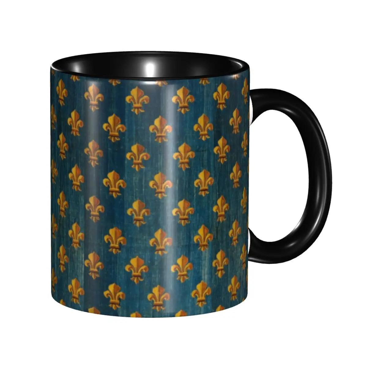 

Customized Gold Fleur De Lys Coffee Mug DIY Lily Flower Fleur-de-Lis Ceramic Tea Milk Cup
