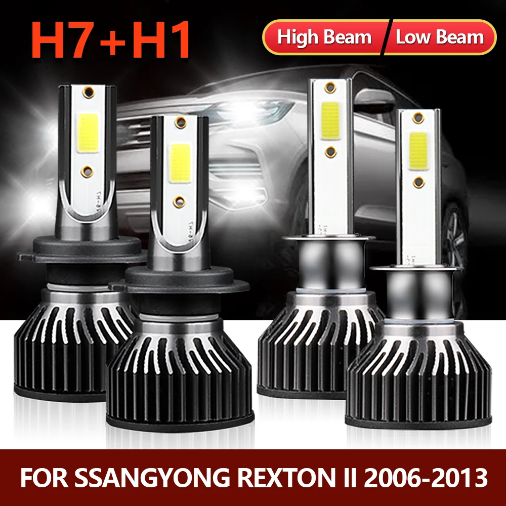 LSlight 4x LED Headlight Bulbs Auto High Low Car Turbo Fan Lamp For Ssangyong Rexton II 2006 2007 2008 2009 2010 2011 2012 2013