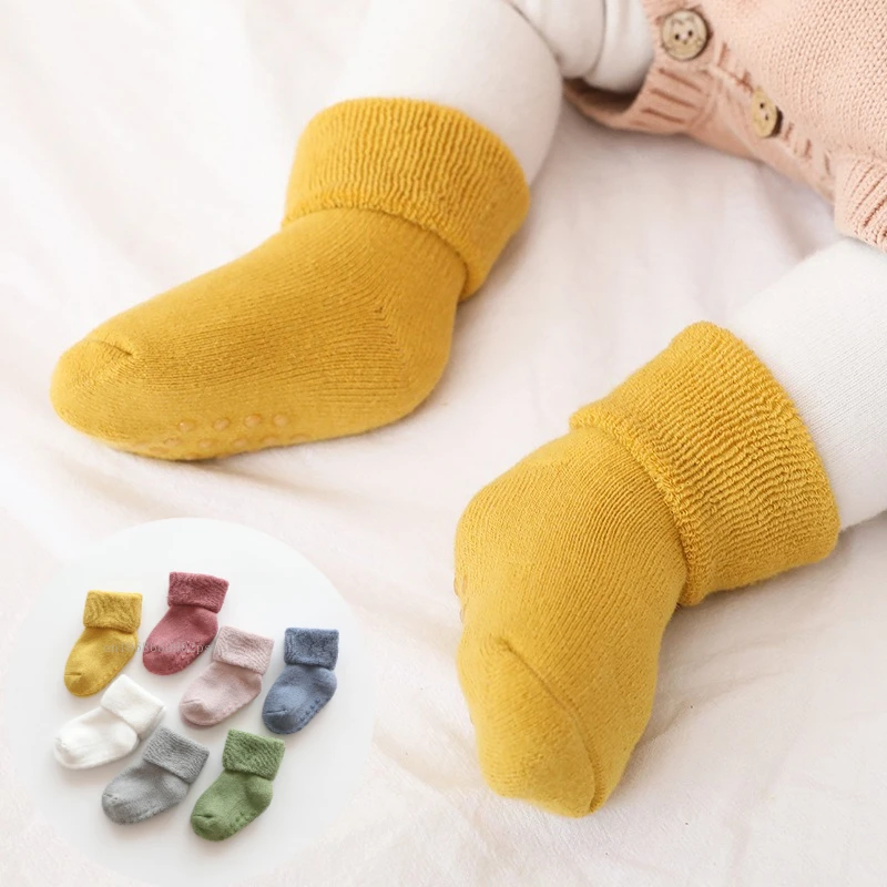 

Thicken Baby Middle Tube Socks Autumn Winter Cotton Socks Solid Floor Slipper Warm Baby Girls Boys Socks Clothing Accessories