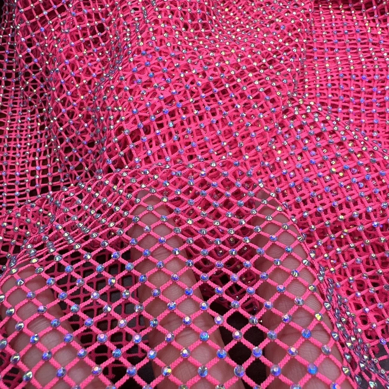 Color diamond mesh flash elastic iron drill fishing net hollow sexy decorative dress handmade diy fabric costume background sock