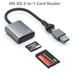 MS XD Memory Card Reader 2 in 1 USB Type-C or lightning to XD MS Card Reader Adapter for Memory Sticks iPhone 16 15 Samsung etc