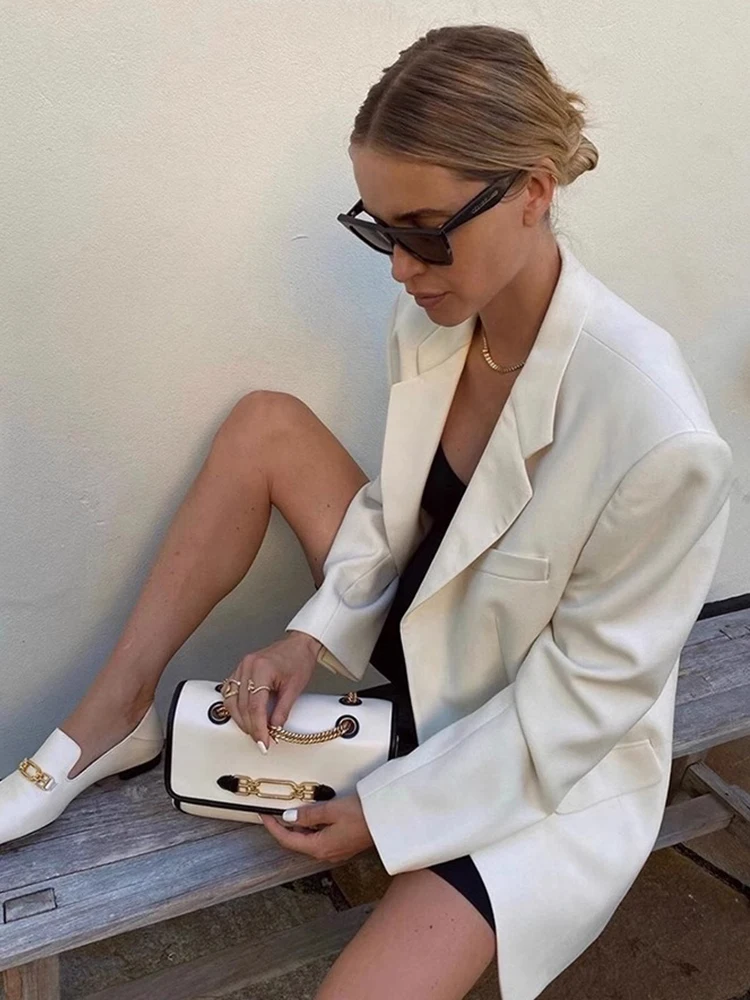 Naturaleye Spring 2024 White Casual Single-Button OL Workwear Women's Fashionable High-End Jacket Commute Style Long Sleeve S...