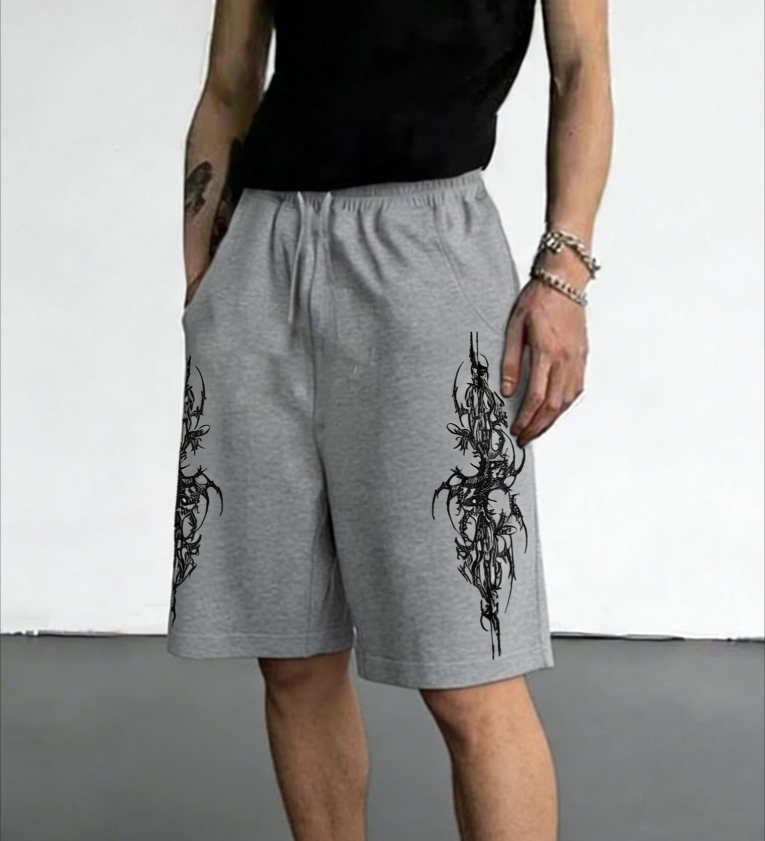 2026 Summer Fashion New Hip-hop Gothic Texture Men's 3D Printed Street Wear Casual Sports Outdoor Jogging Shorts Large