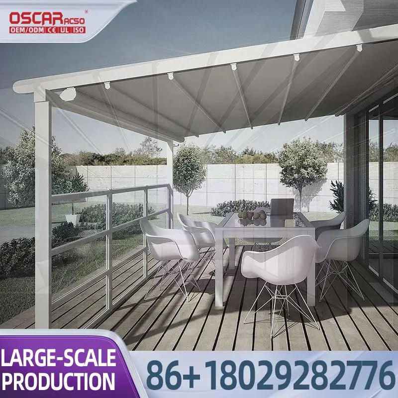 

Outdoor Electric Retractable Folding Shade Canopy for Patio Roof Luxury Summer Garden Use Retractable Canopy Pergola