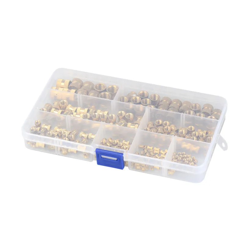 210pcs M2 M2.5 M3 M4 M5 M6 M8 M10 Solid Brass Pure Copper Metric Thread Injection Molding Knurl Insert Nut Nutsert Embedded Nut