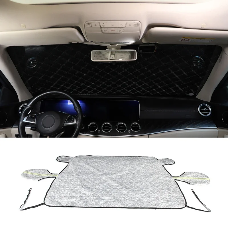 For Mercedes Benz E Class Car Front Windshield Sunshades with Ear Anti-sun Anti-ice Waterproof Sunshade Attraction Outdoor