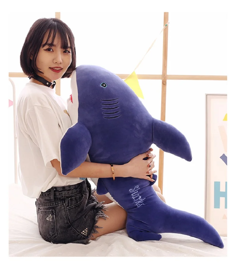 

Large 80cm Blue Shark Plush Toy Soft Doll Throw Pillow Toy Birthday Gift s0222