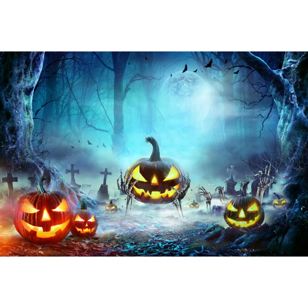 Misty Dark Forest Horror Cemetery Halloween Backdrop Grove Mystery Ghost Themed Kids Adults Portrait Photography Background