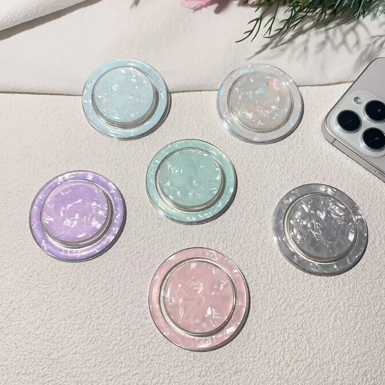 

Магнитная ручка для телефона с блестящими ракушками для iPhone 17, 16, 15, 14, 13 Pro Max, держатель для пальцев