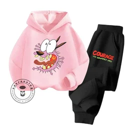 Cartoon Courage the Cowardly Dog Hoodie Set Ultra Cute Cozy Clothing Sets Suitable for Children Fall Winter Seasons New Hoodie