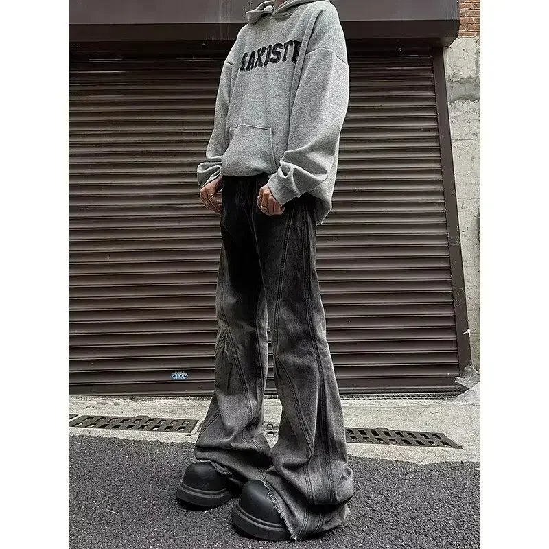 

American Retro Casual Loose Flared Pants Men's Jeans Korean Style Harajuku Hip Hop Streetwear Men Pants Fashion Men Clothing Y2k