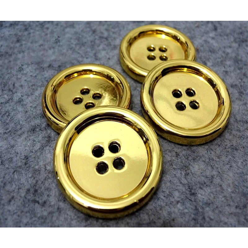 5PCS New Bright Yellow Gold Four-Eye Metal Buckle Popular Trench Coat and Overcoat Sweater  Button Exclusive Sale 30mm15