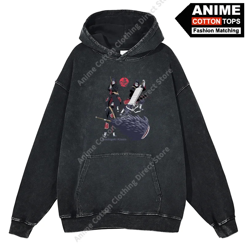 Akatsuki Hoshigaki Kisam Anime Print Hoodies Cotton Washed Vintage Oversized Pullover Street Unisex Loose Tracksuit Sweatshirt