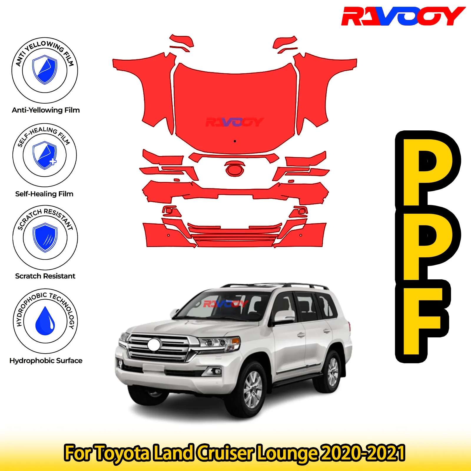 

For Toyota Land Cruiser Lounge 2020-2021 Glossy Matte Black Precut front PPF Kit Paint Protection Film