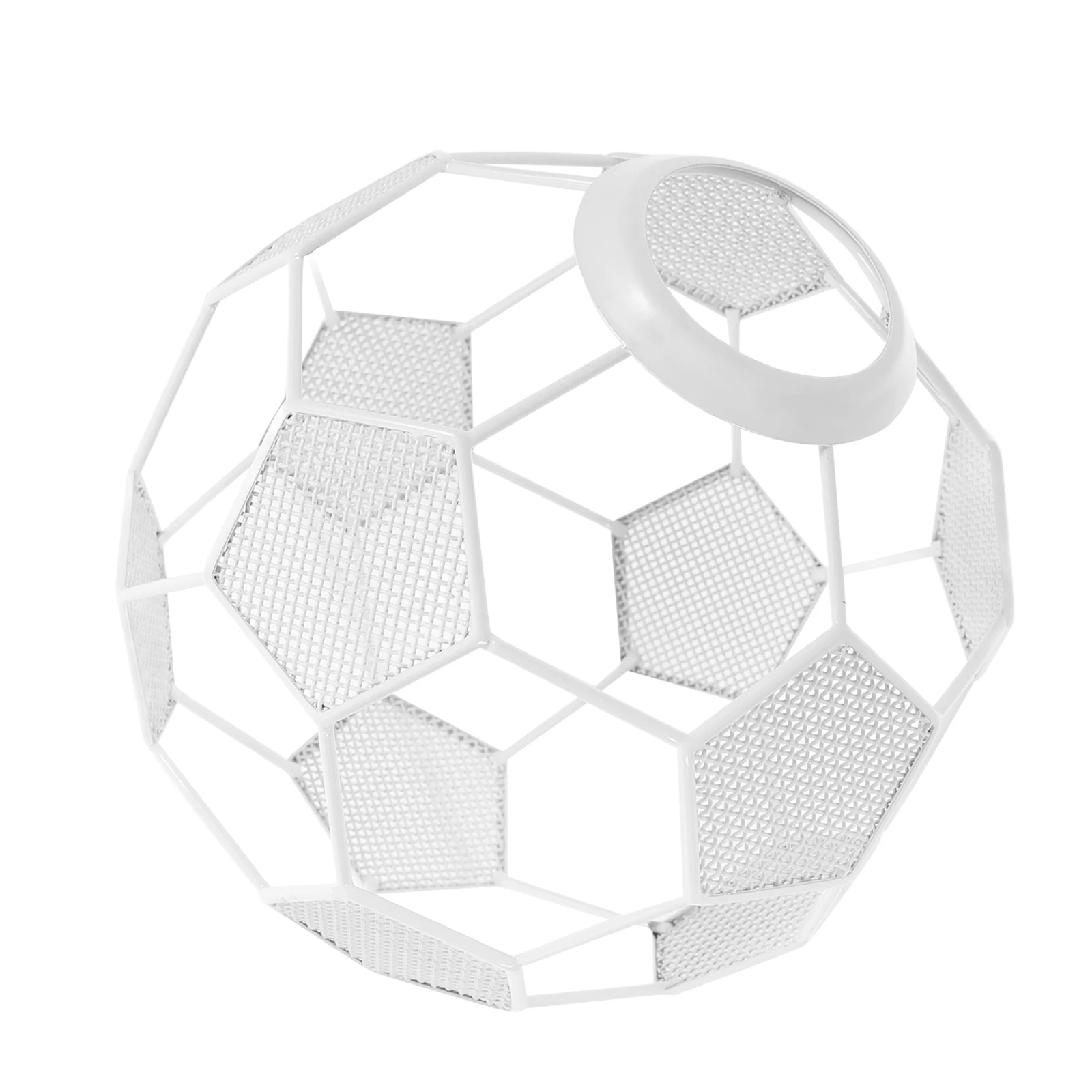 

Football Lamp Shade Electroplated Ironwork Hollow Design for Living Room Bars White Globe Metal Cage Light Cover