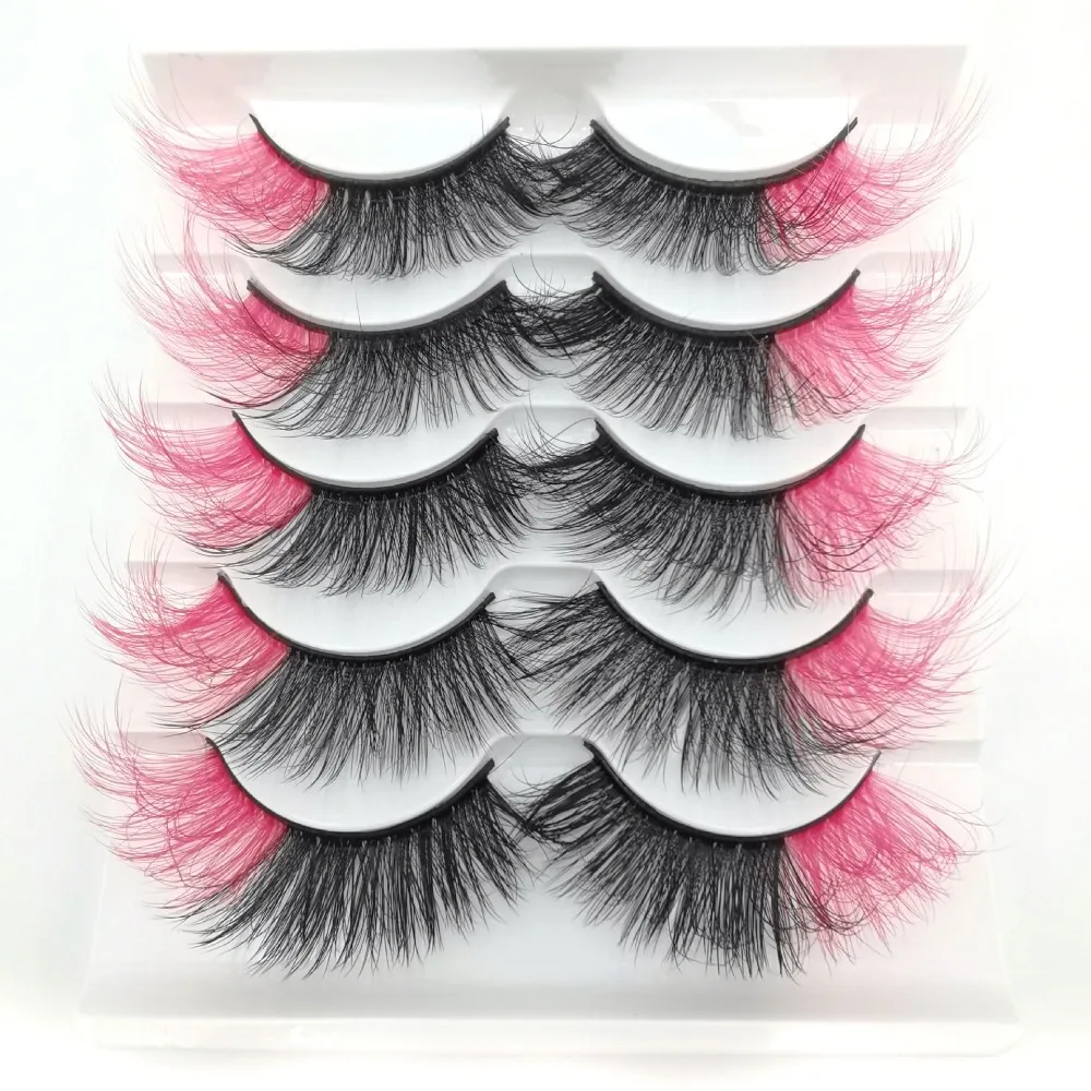 

5 pairs/Tray Natural Volume Colorful Eyelashes Long Flexible False Eyelashes Extension Stage Cosplay Makeup Party Lashes Women