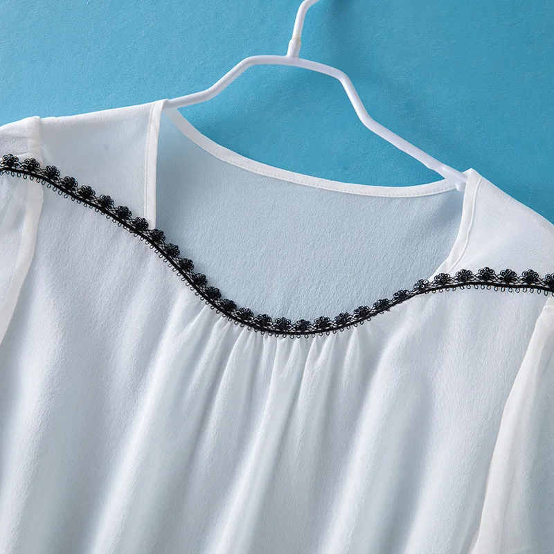 Winsleter- تي شيرت حريري أنيق 100%، أكمام مضيئة للسيدات، قميص علوي فضفاض على الموضة، خريف 2025 جديد T58031CC #4