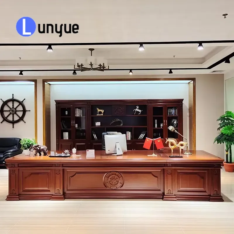 Luxury L-Shaped Modular Wooden Executive Office Desk Modern High-End CEO Manager Workstation Durable Furniture for Home